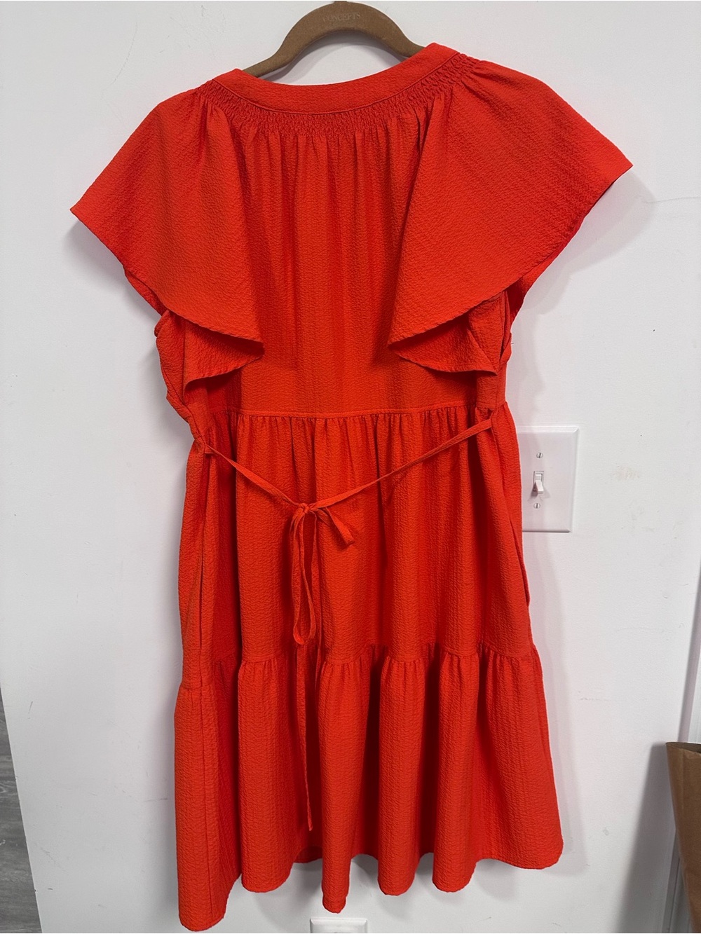 Calvin Klein Bright Orange Short-Sleeve Tie-Waist Mini Dress - Picture 4 of 4